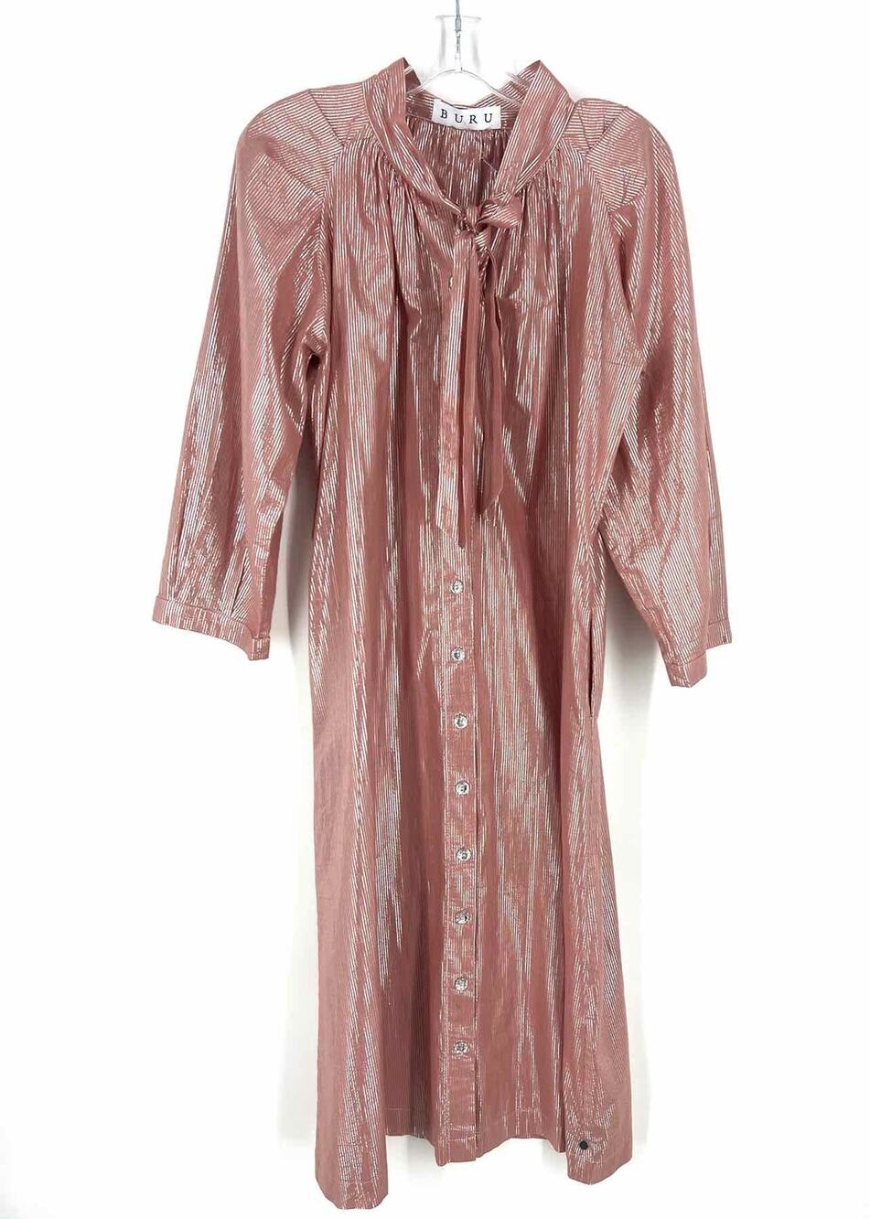 Buru Size XS Blush/Silver Metallic Button-down AS IS Designer Dress